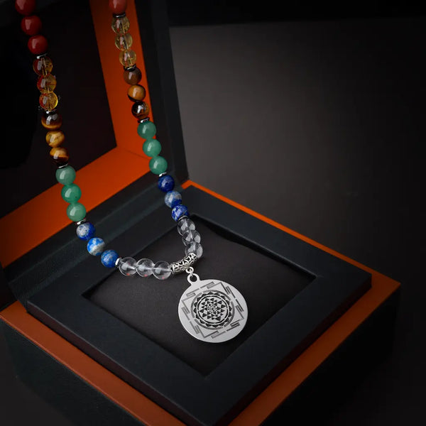 Divine Catalyst 108 Amethyst 7 Chakra Sriyantra Mala